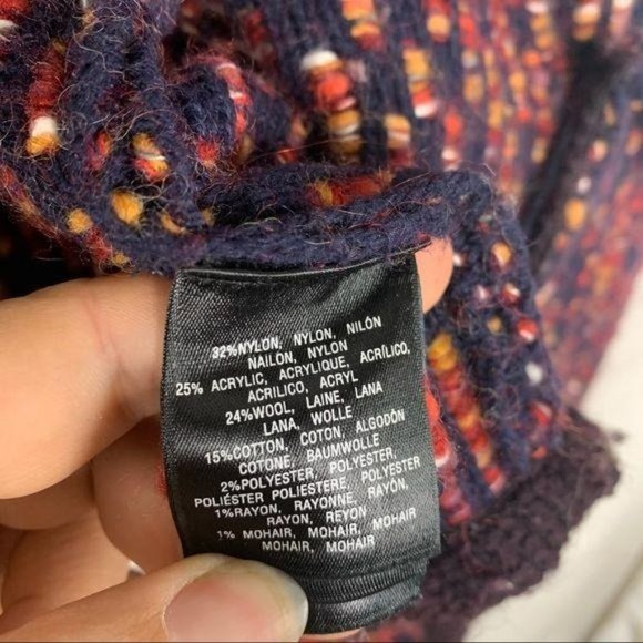 Moth Multicolor Keavy Boucle Open Front Wool Blend Cardigan - Picture 7 of 11